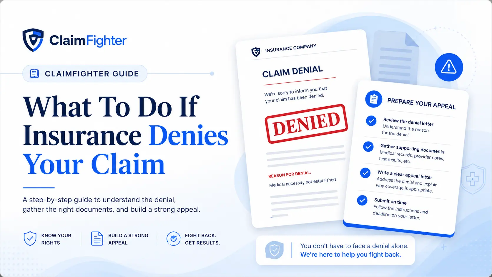 Denial letter with a checklist of next steps